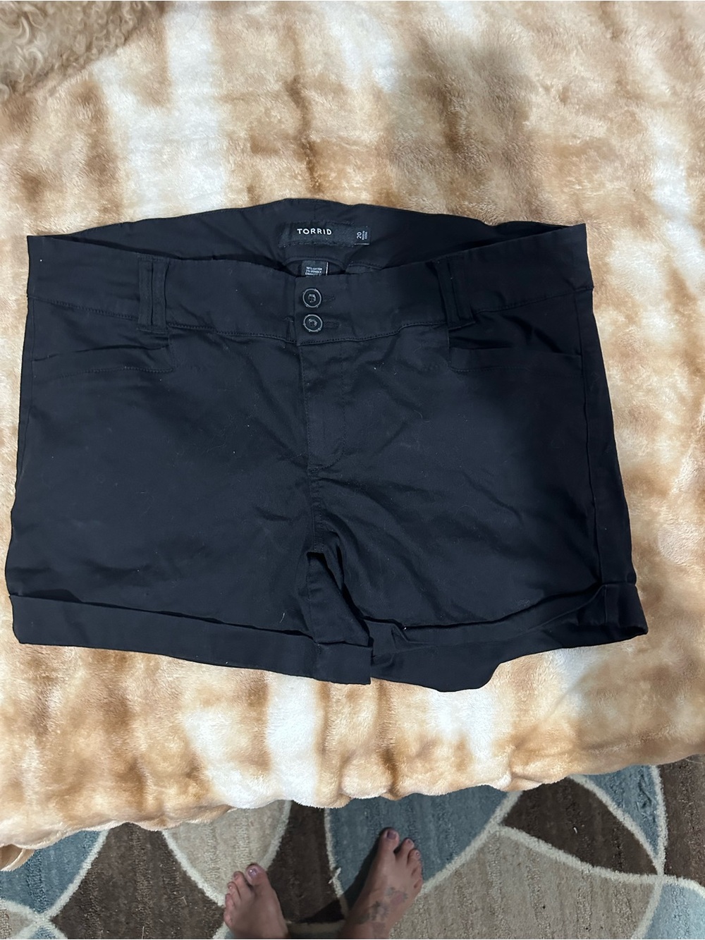 torrid Black Fold-Cuff Stretch Bermuda Shorts